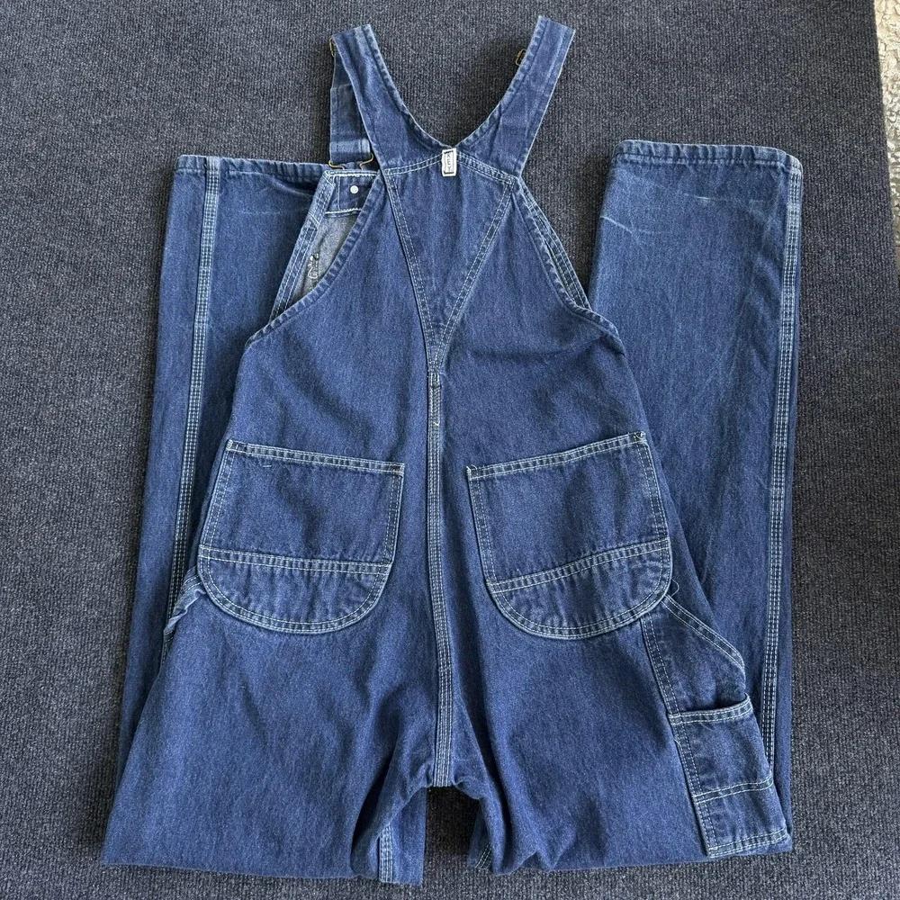 Key Bib Overalls Mens 30x34 Blue Denim Workwear Carpenter Utility Straight Leg - Picture 2 of 15